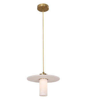 Luxury Interior Cylinder Round Hat Marble Shade Brass Highlight Pendant Light