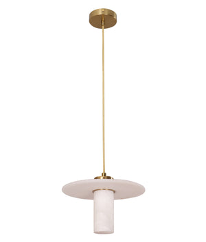 Luxury Interior Cylinder Round Hat Marble Shade Brass Highlight Pendant Light