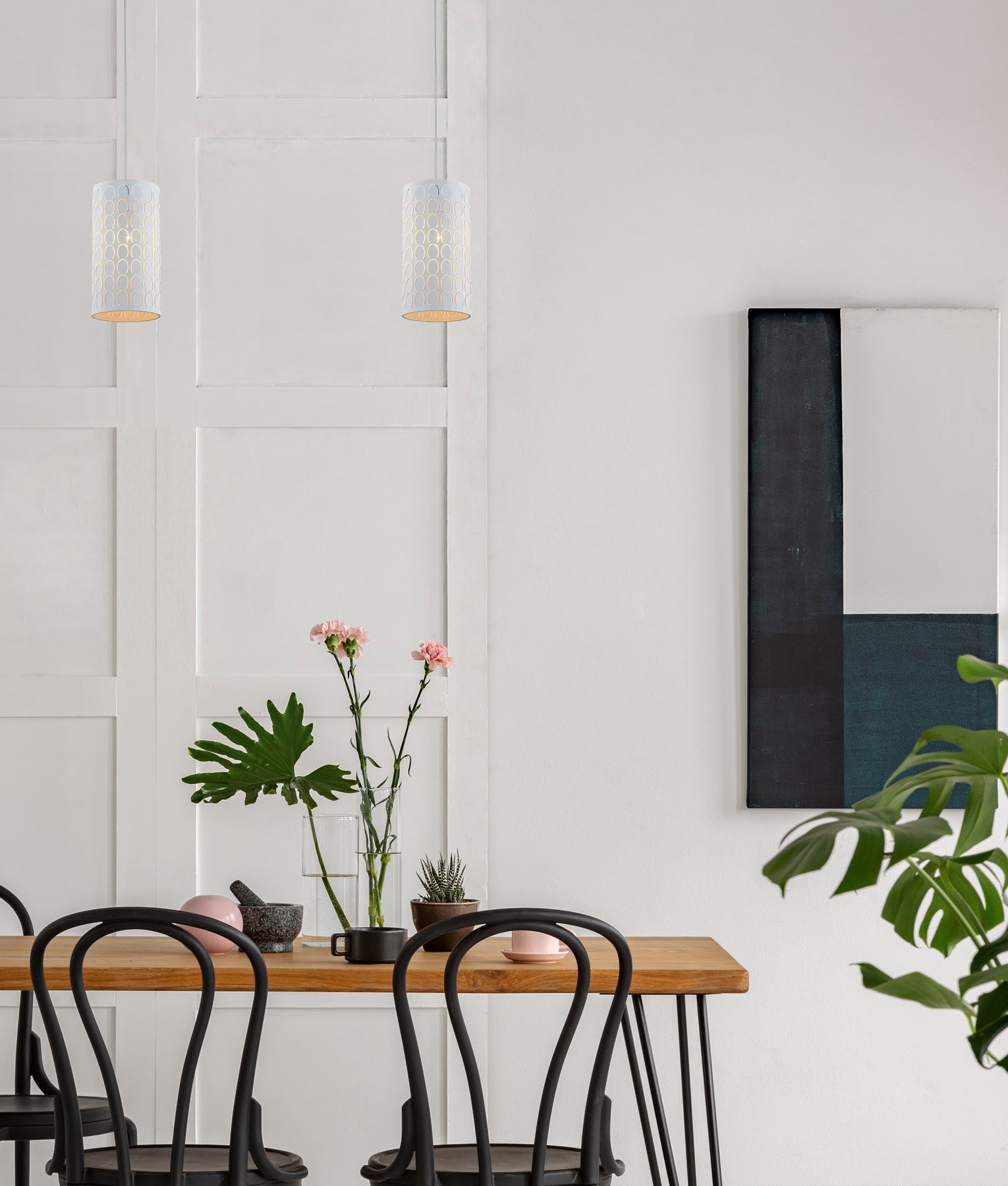 Modern Embossed Oblong Shape Pendant Lights