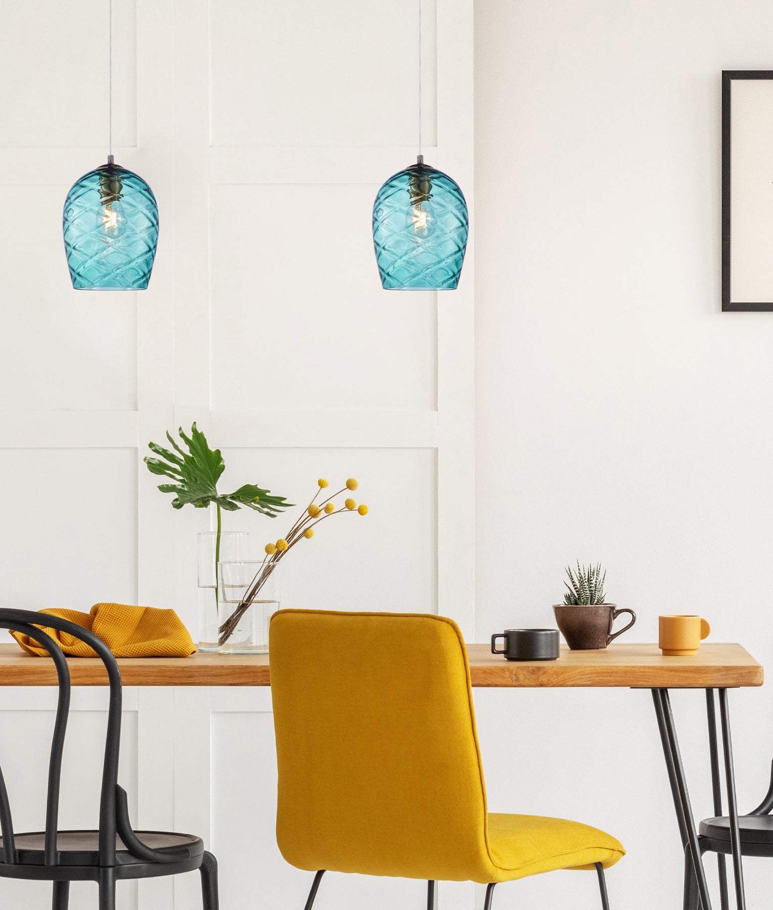 Interior Wine Glass Shade Segmented Glass  Pendant Lights