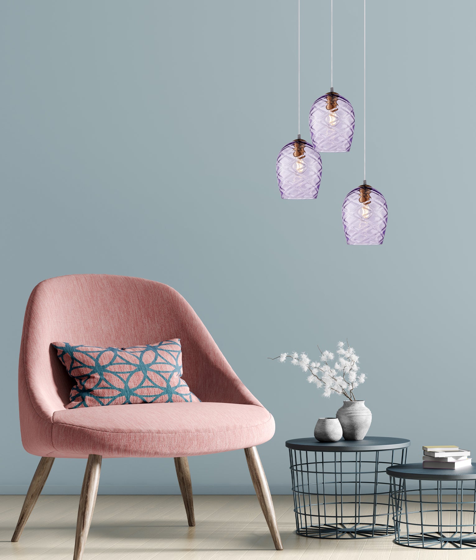 Interior Wine Glass Shade Segmented Glass  Pendant Lights