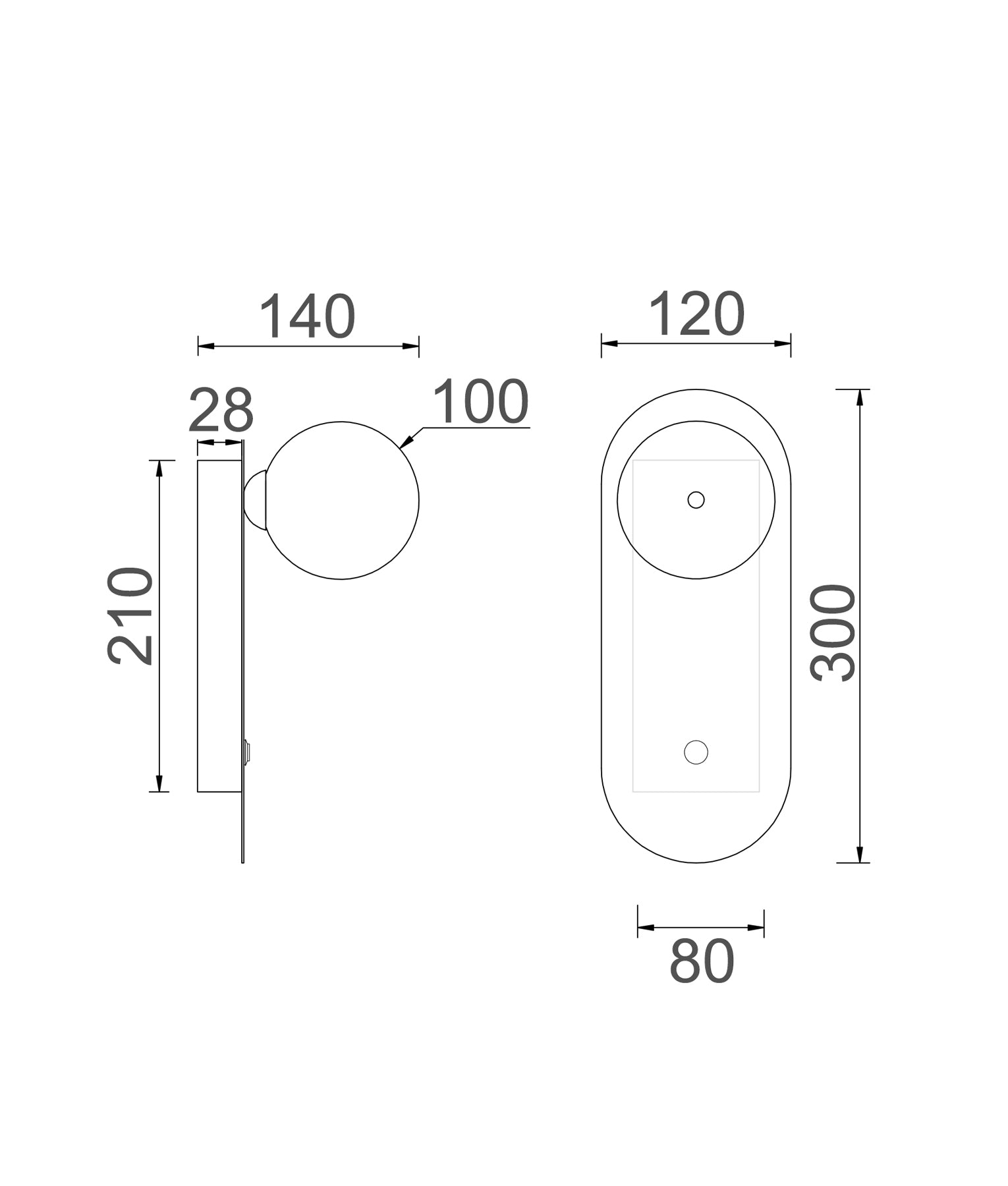 Modern Interior Round Opal Diffuser Oblong Base with Switch Wall Lights