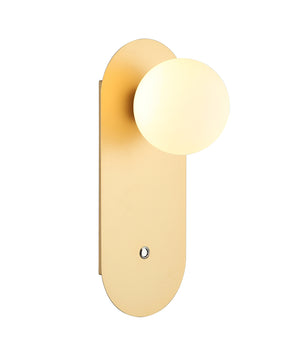 Modern Interior Round Opal Diffuser Oblong Base with Switch Wall Lights