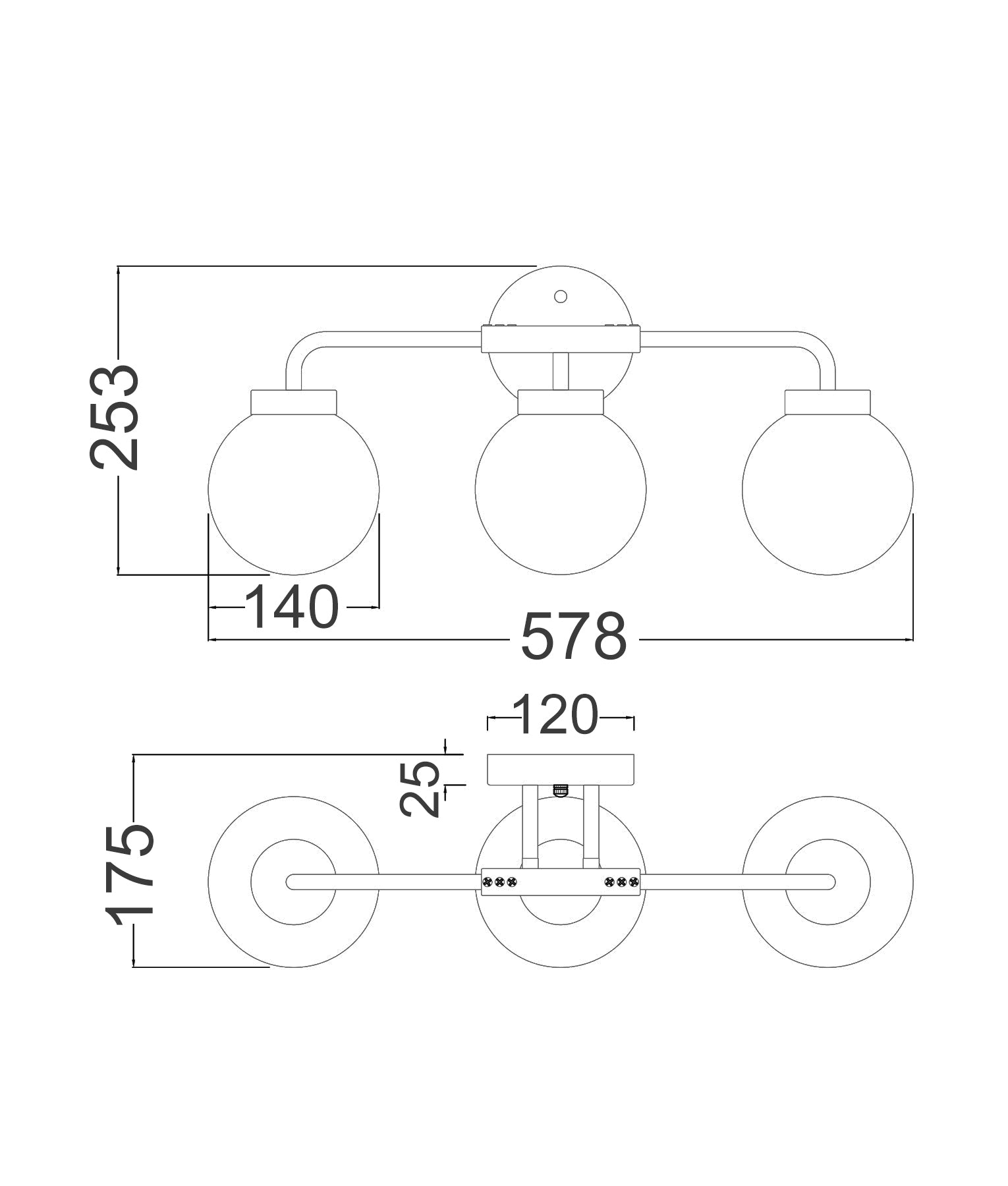 Interior Triple Sphere Alabaster with Brass Highlight Round Base Wall Light