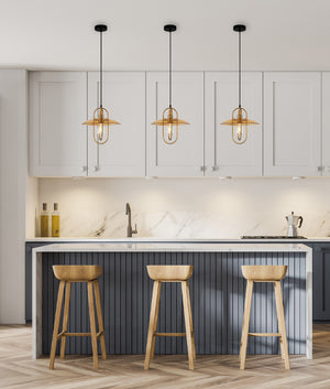 Retro Interior Oblong Iron with Glass Coolie Pendant Lights