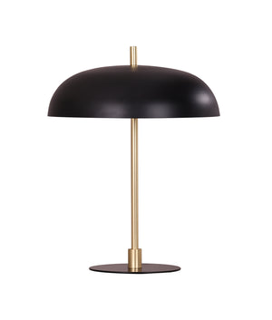 Modern Interior Black Dome Shade with Brass Rod Table Lamp