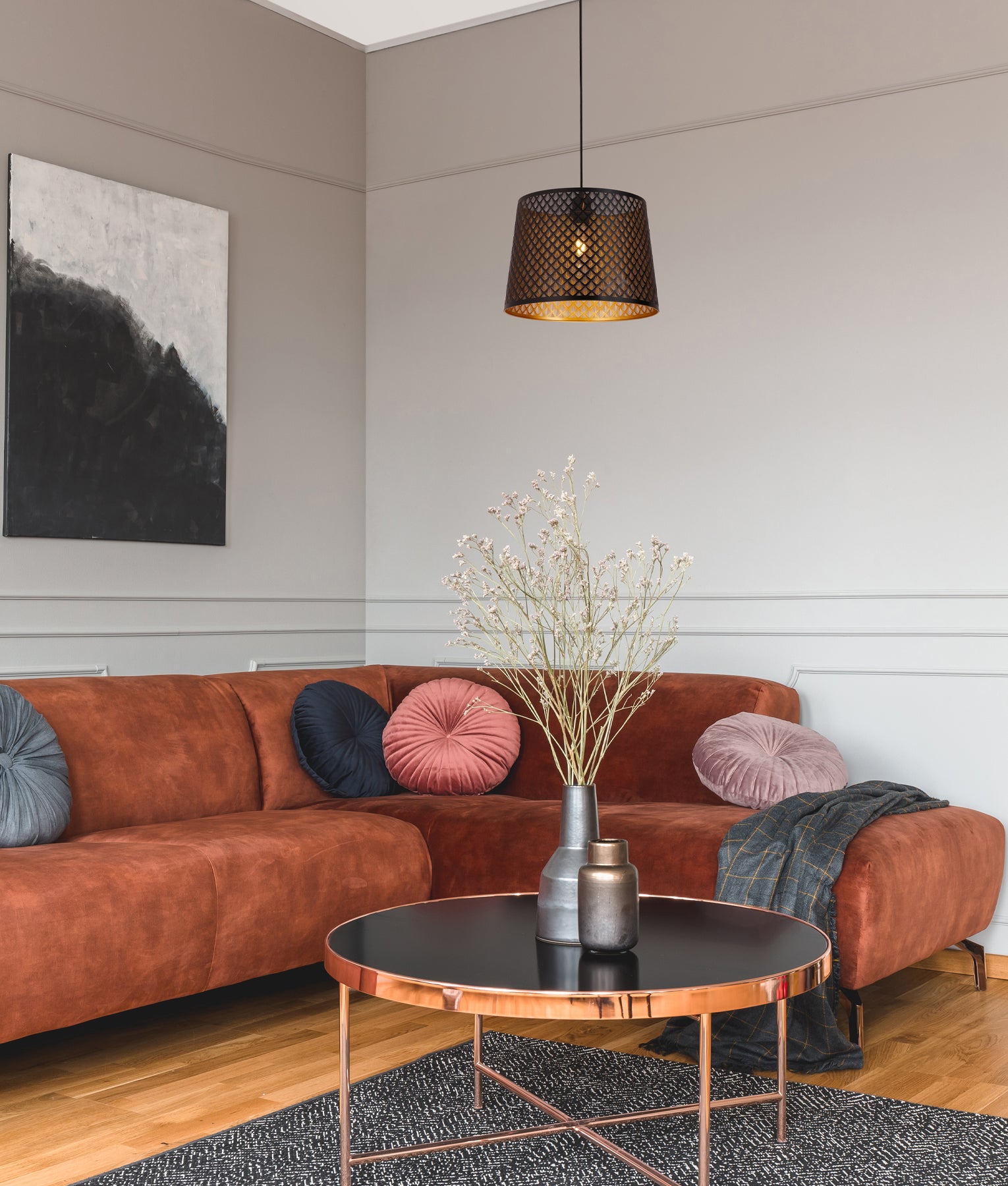 Modern Interior Slanted with Geometry Pattern Laser Cut Pendant Lights