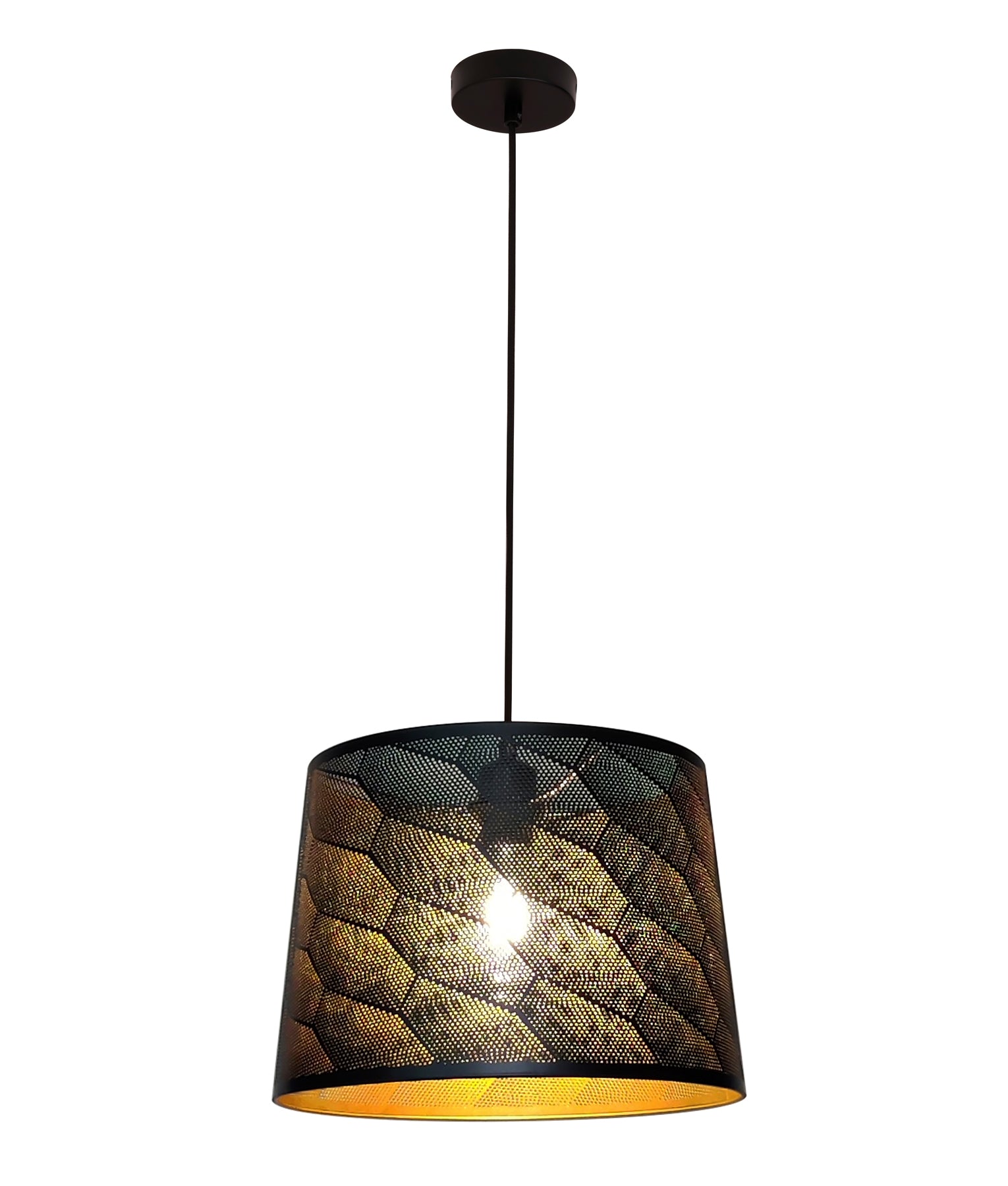 Modern Interior Slanted with Honeycomb Pattern Laser Cut Pendant Lights