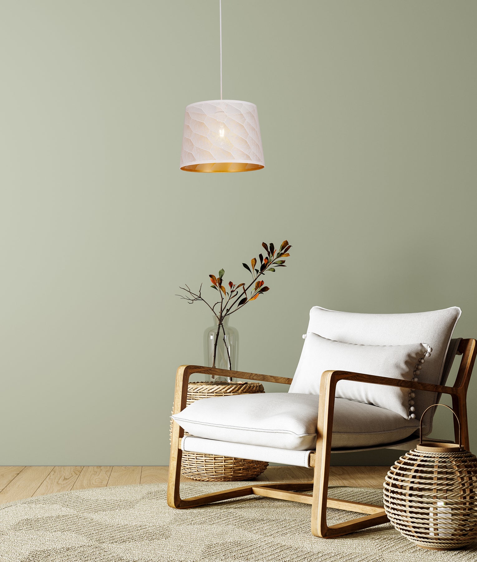 Modern Interior Slanted with Honeycomb Pattern Laser Cut Pendant Lights