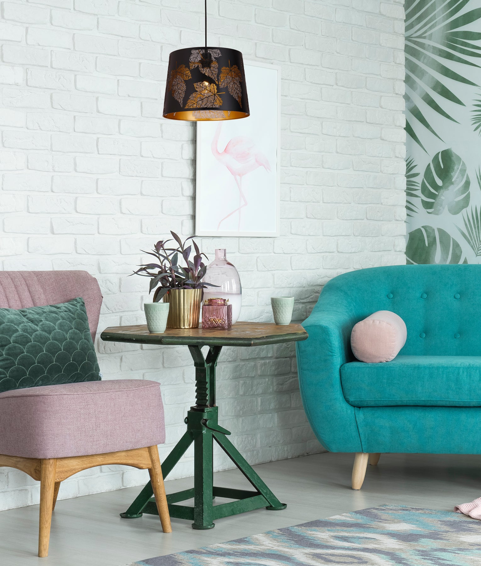 Modern Interior Slanted with Maple Leaf Pattern Laser Cut Pendant Lights