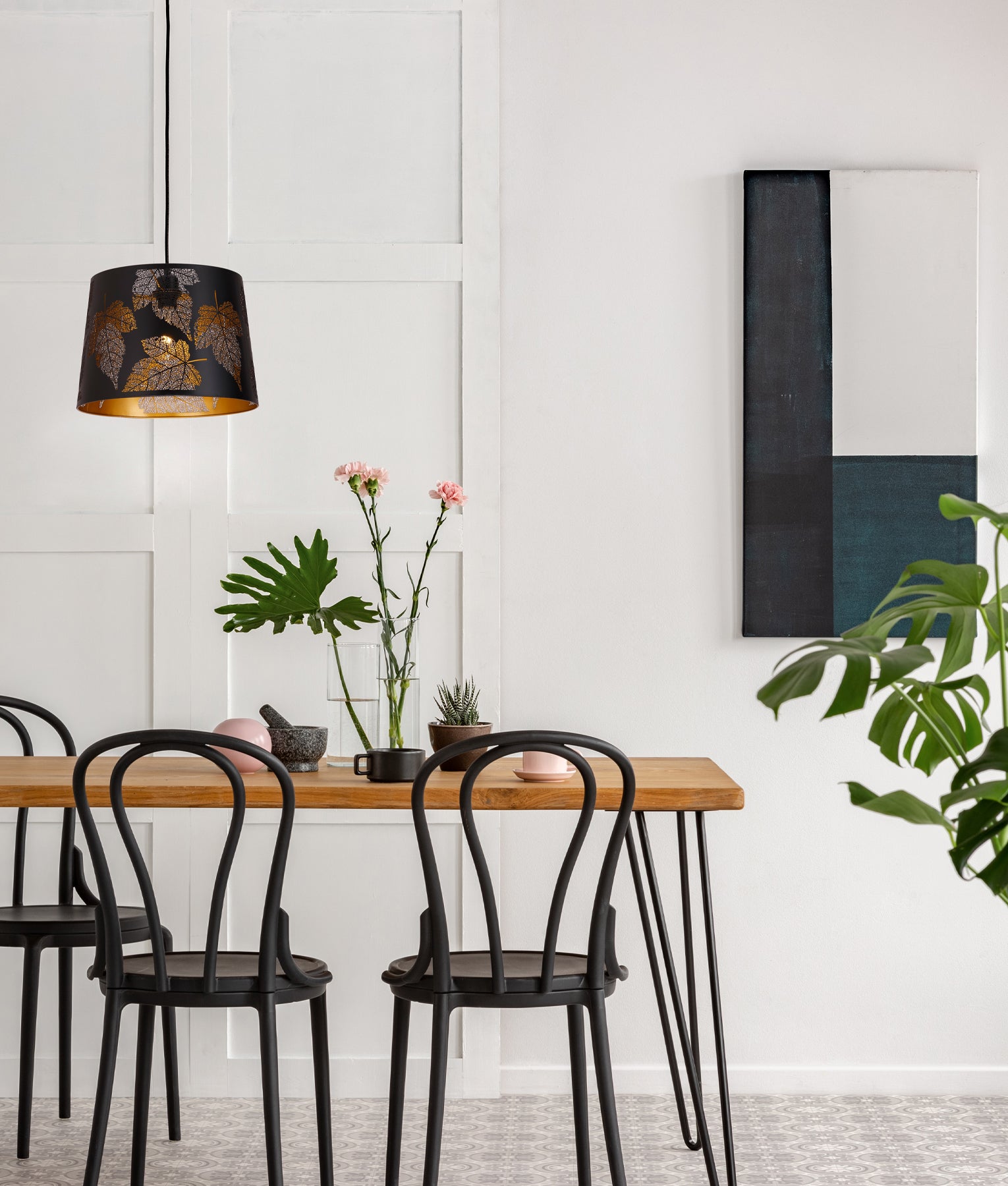 Modern Interior Slanted with Maple Leaf Pattern Laser Cut Pendant Lights