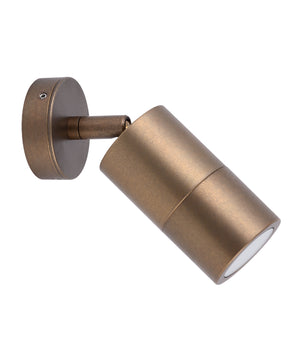 Exterior GU10 Single Adjustable Wall Pillar Spot Light (Aged Brass) IP65