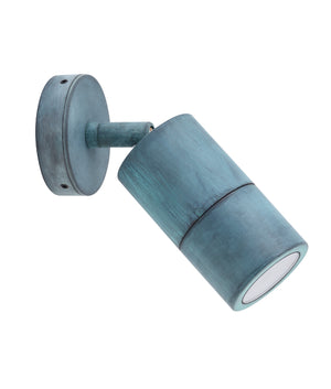 Exterior GU10 Single Adjustable Wall Pillar Spot Light (Green Polished Brass) IP65
