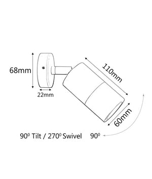 Exterior GU10 Single Adjustable Wall Pillar Spot Light (Aged Brass) IP65