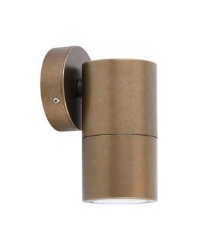 Exterior GU10 Single Fixed Down Wall Pillar Spot Light (Aged Brass) IP65