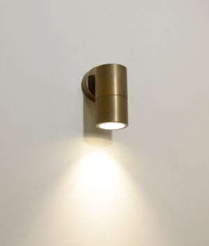 Exterior GU10 Single Fixed Down Wall Pillar Spot Light (Aged Brass) IP65