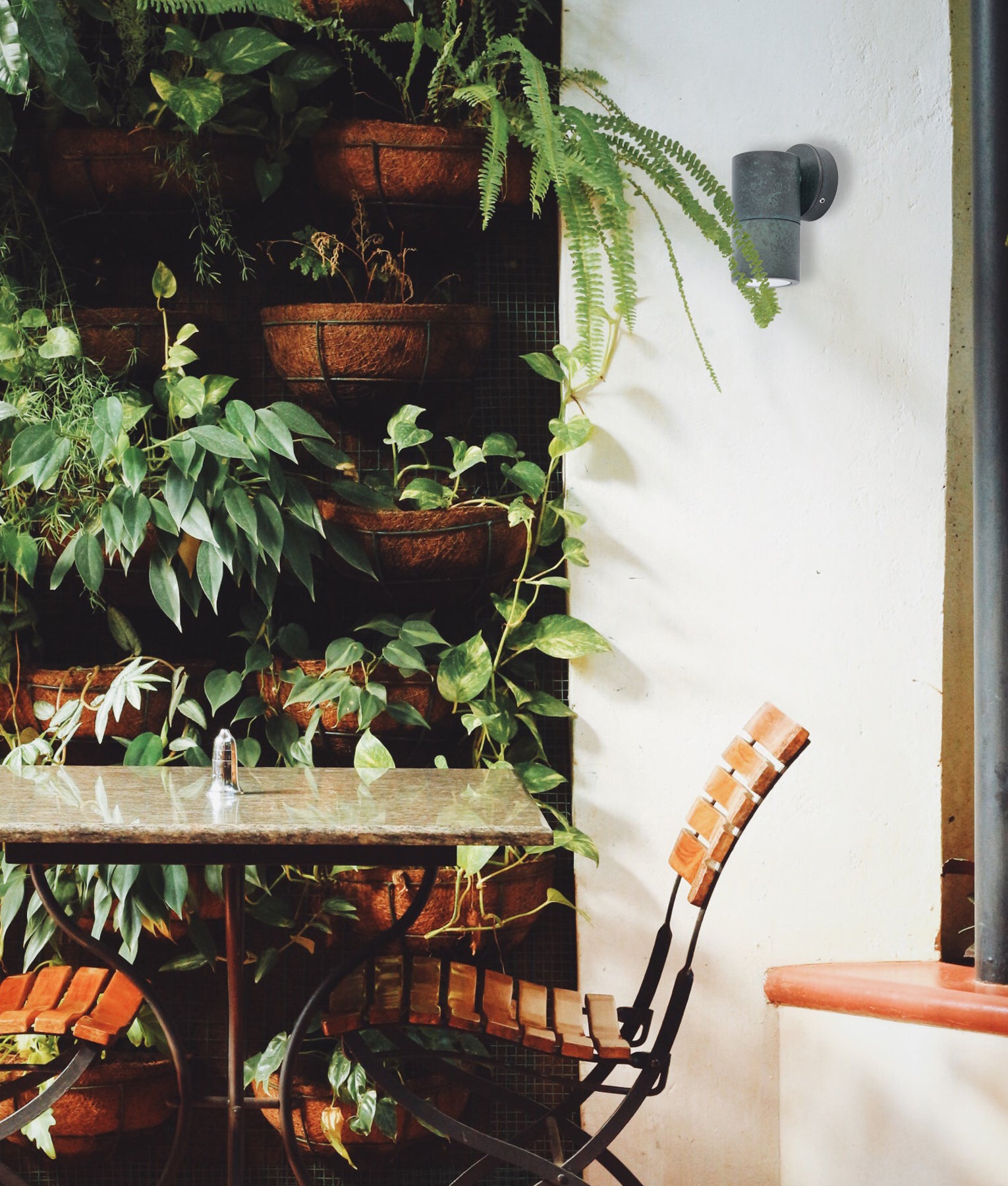 Exterior GU10 Single Fixed Down Wall Pillar Spot Light (Green Patina Brass) IP65