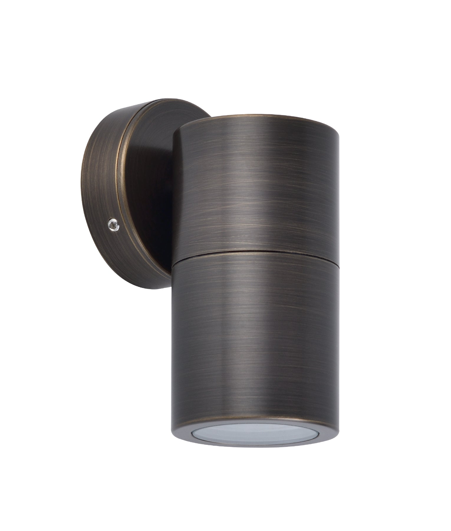 Exterior GU10 Single Fixed Down Wall Pillar Spot Light (Rustic Brass) IP65