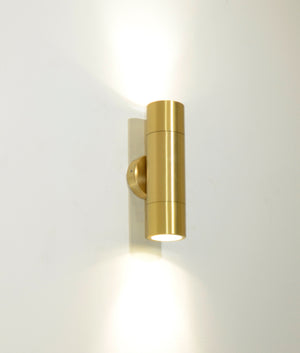 GU10 Exterior Up/Down Wall Pillar Spot Light (Polished Brass) IP65