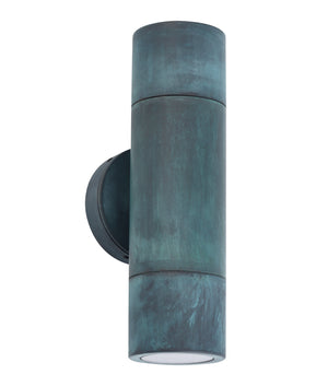 GU10 Exterior Up/Down Wall Pillar Spot Light (Green Patina Brass) IP65