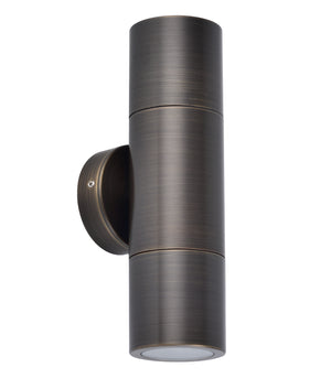 GU10 Exterior Up/Down Wall Pillar Spot Light (Rustic Brass) IP65