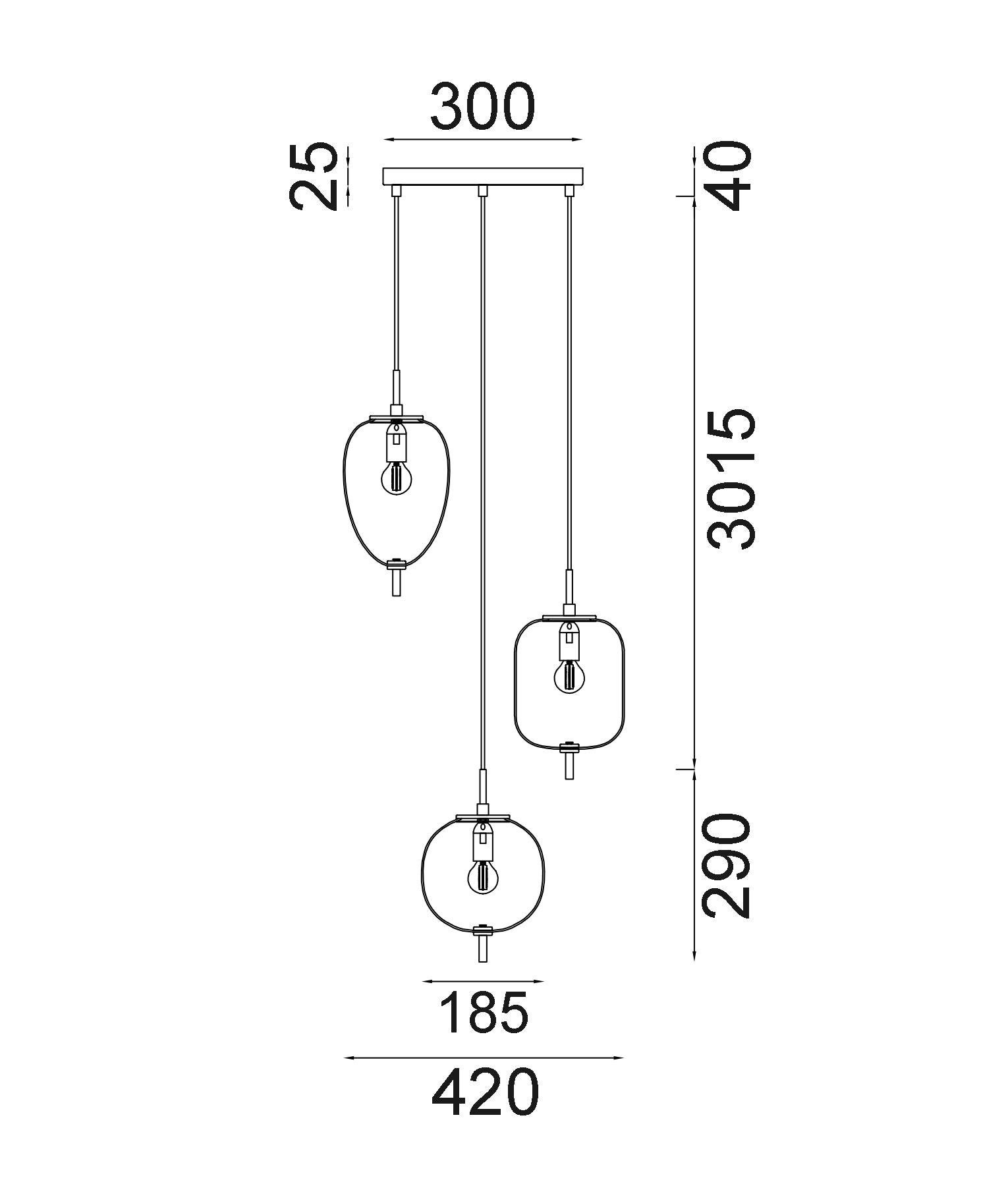 Interior Multiple Opal Matte / Smokey Black Mirror Finish Glass Pendant Lights