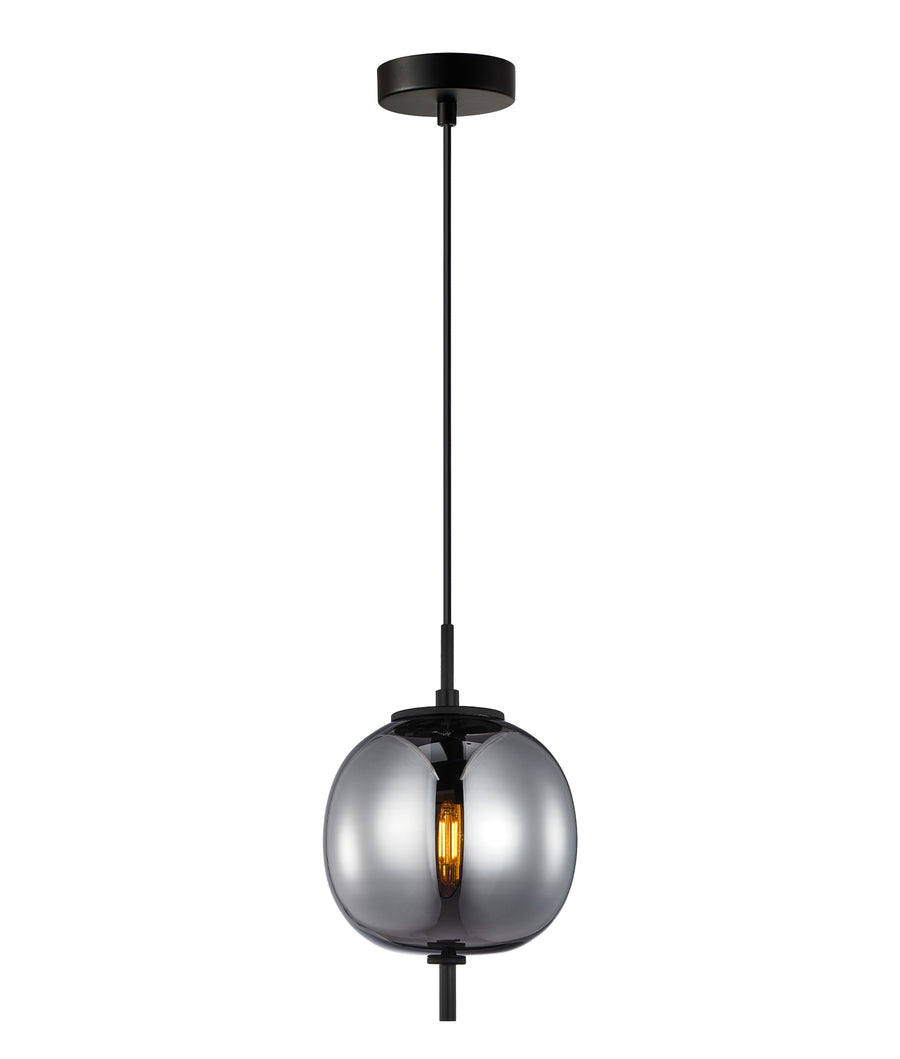 Interior Round Opal Matte / Smokey Black Mirror Finish Glass with Highlight Pendant Lights