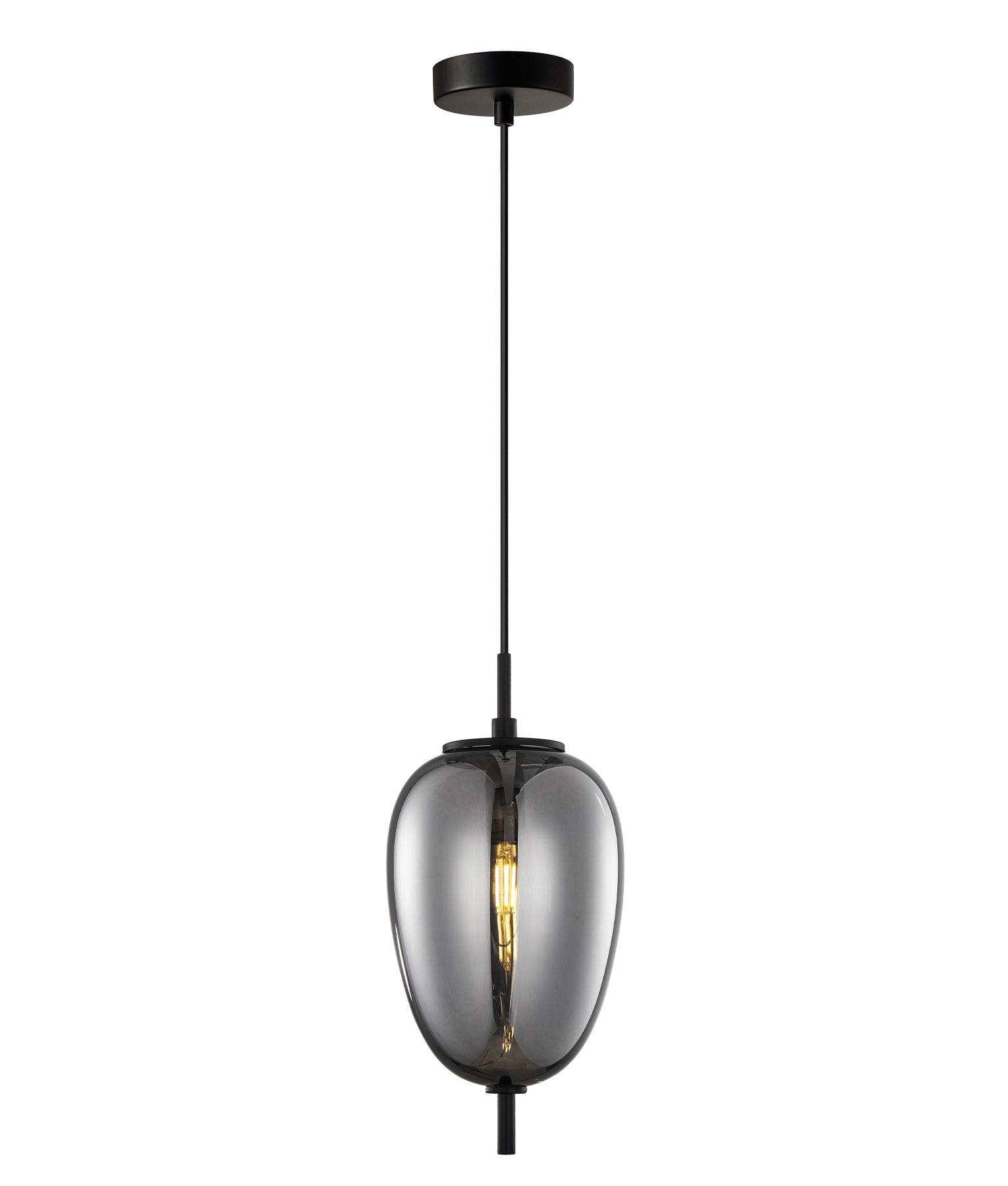 Interior Oval Opal Matte / Smokey Black Mirror Finish Glass Pendant Lights