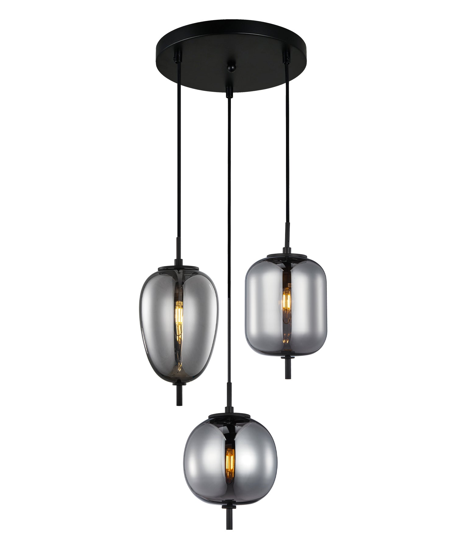 Interior Multiple Opal Matte / Smokey Black Mirror Finish Glass Pendant Lights