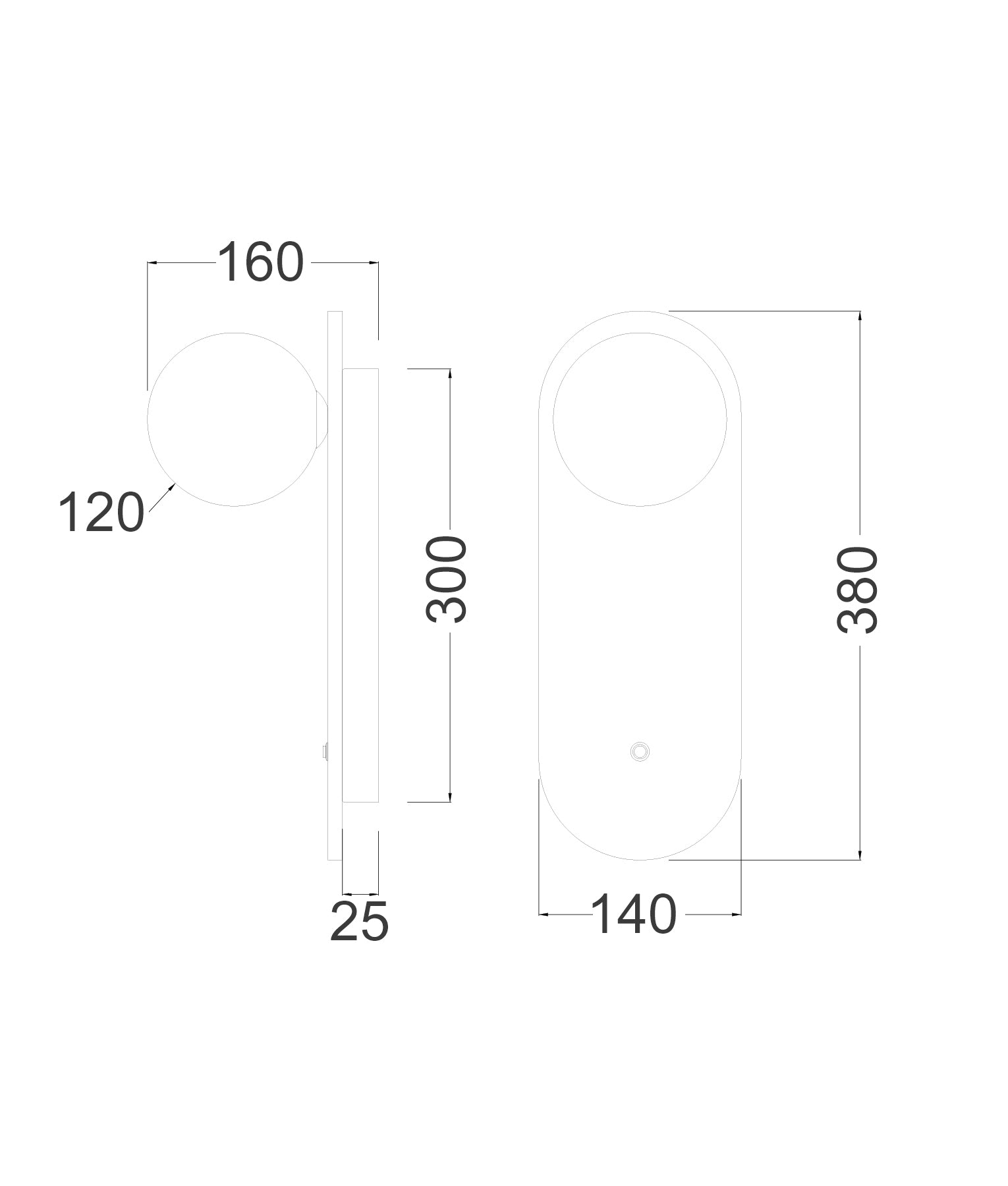 Interior Oblong Travertine Base with Beige Finish & Round Opal Diffuser Wall Light