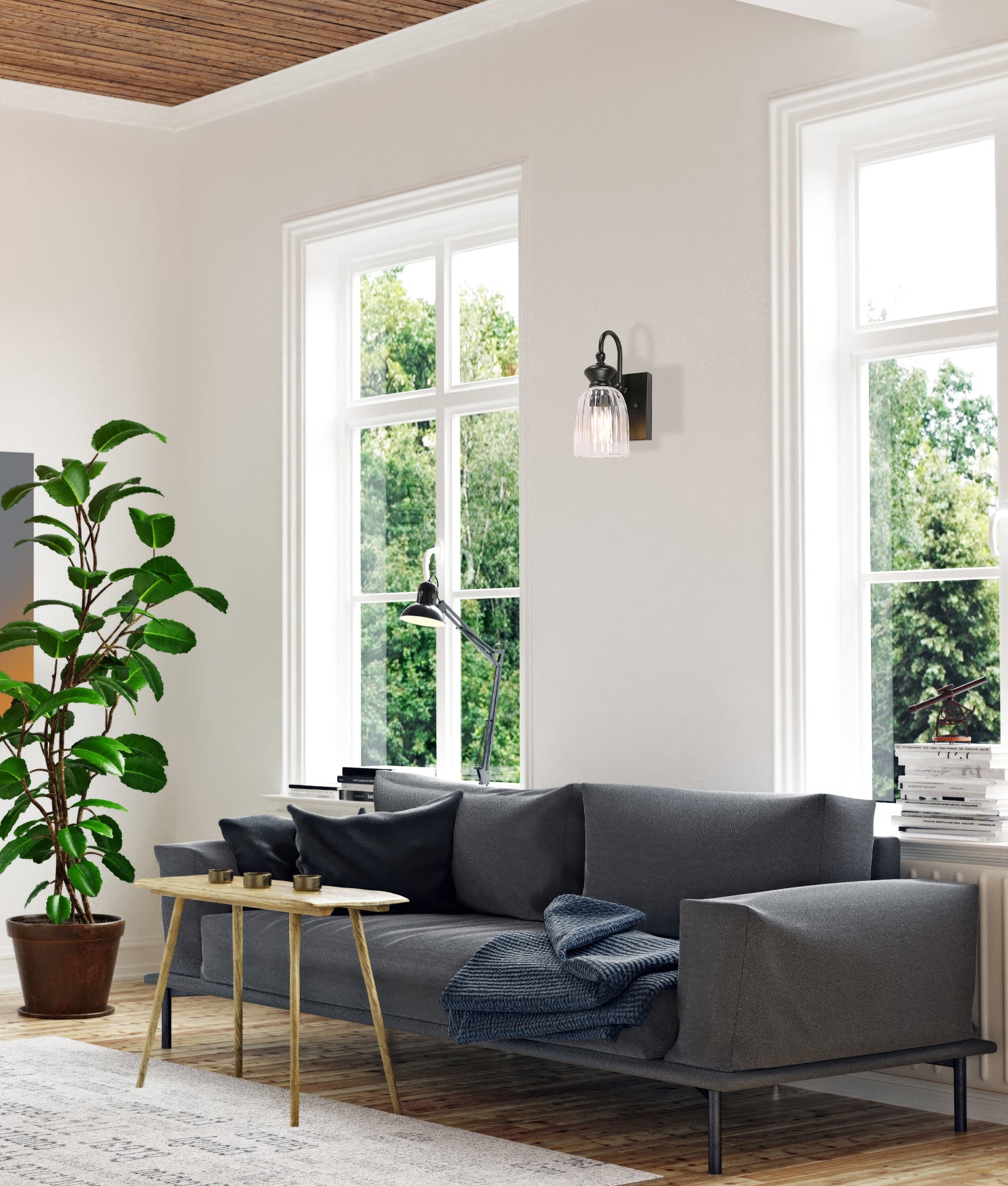 Interior Ellipse Single Clear Glass Shade Wall Lights