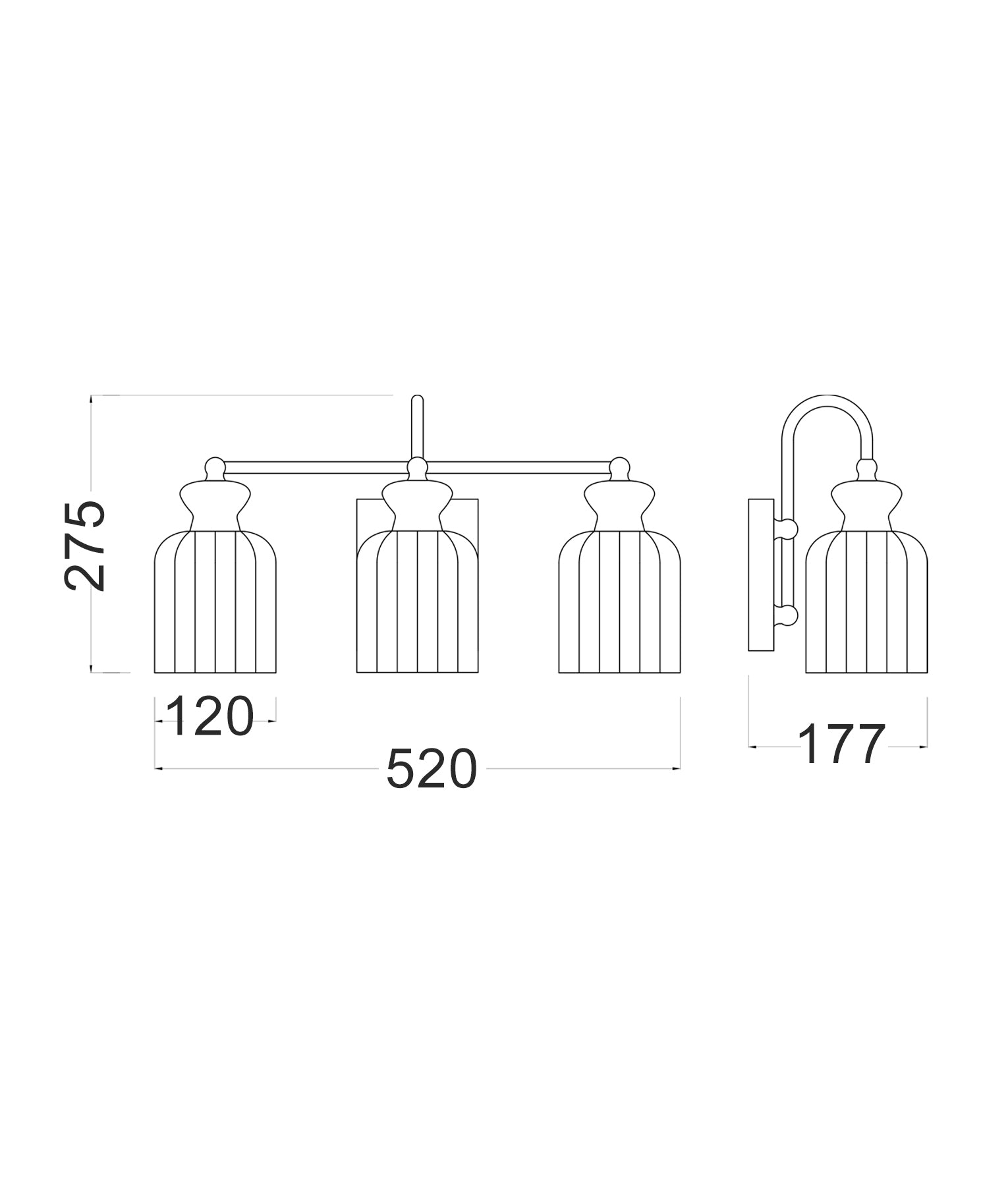 Interior Ellipse Triple Clear Glass Shade Wall Lights