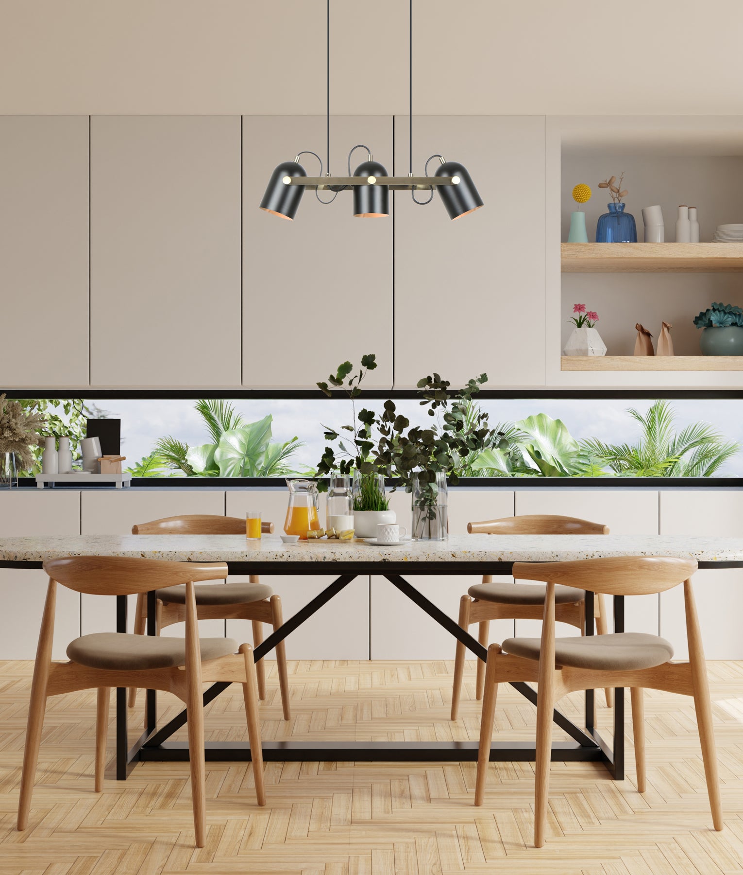 Interior Ellipse Shades with Antique Brass Hardware Pendant Lights