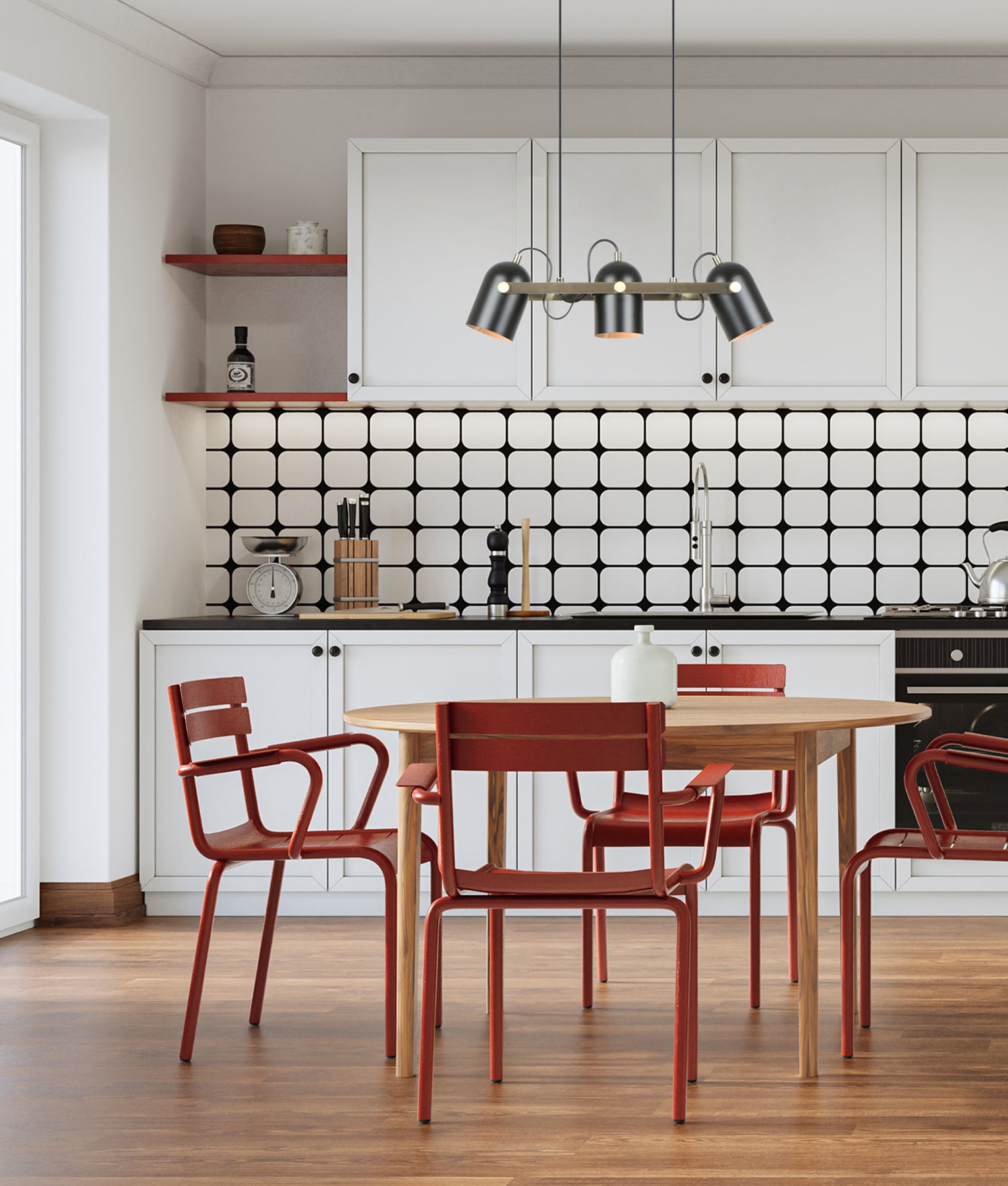 Interior Ellipse Shades with Antique Brass Hardware Pendant Lights