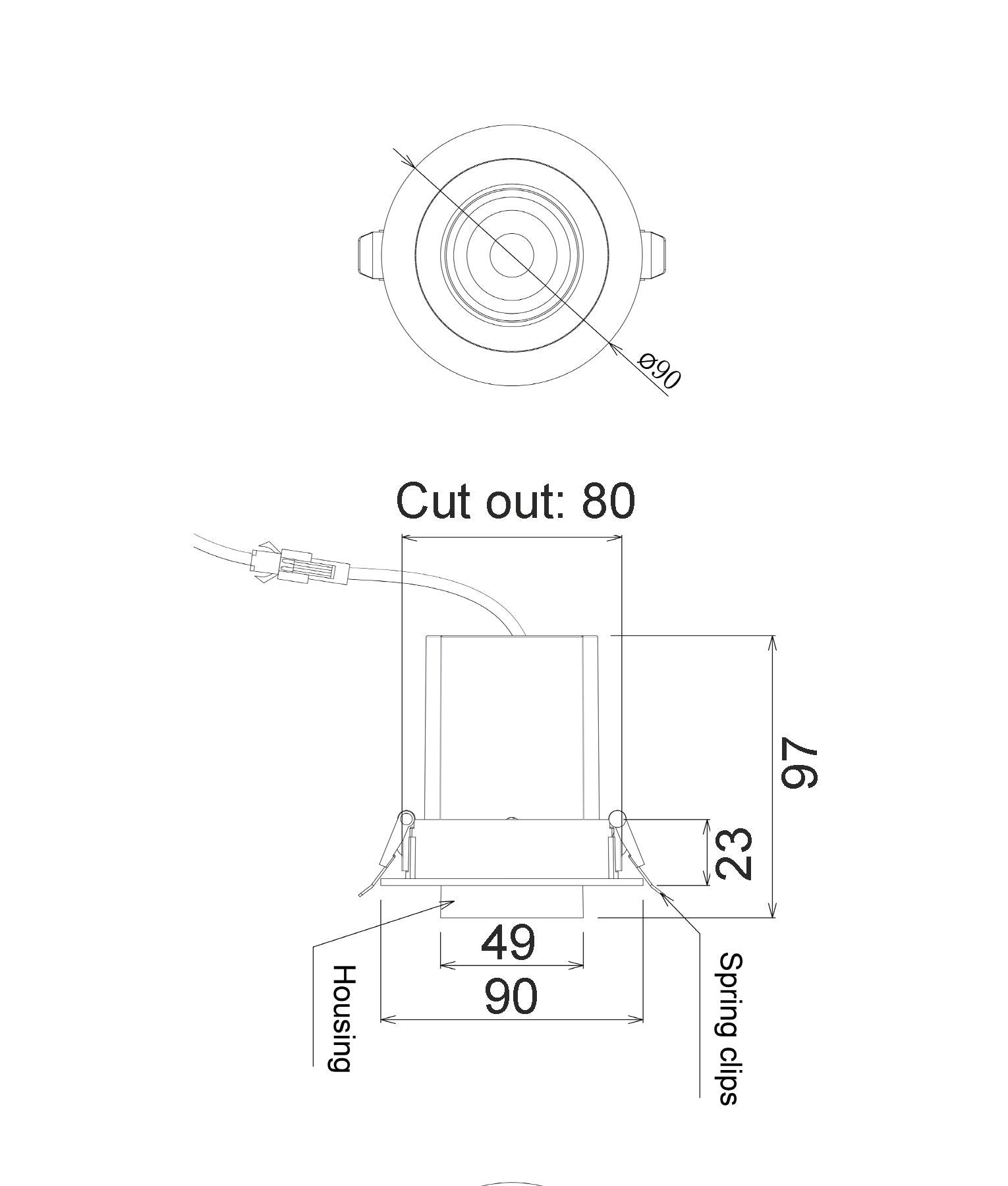 LED Recessed Spot Downlight Retractable Dimmable Tri-CCT Cut out: 80-90mm