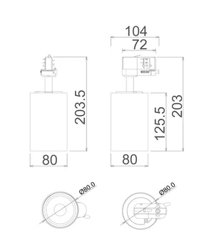 4 Wire 3 Circuit LED Tri-CCT Dimmable Adjustable Track Heads