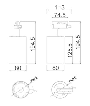 3 Wire 1 Circuit LED Tri-CCT Dimmable Adjustable Track Heads