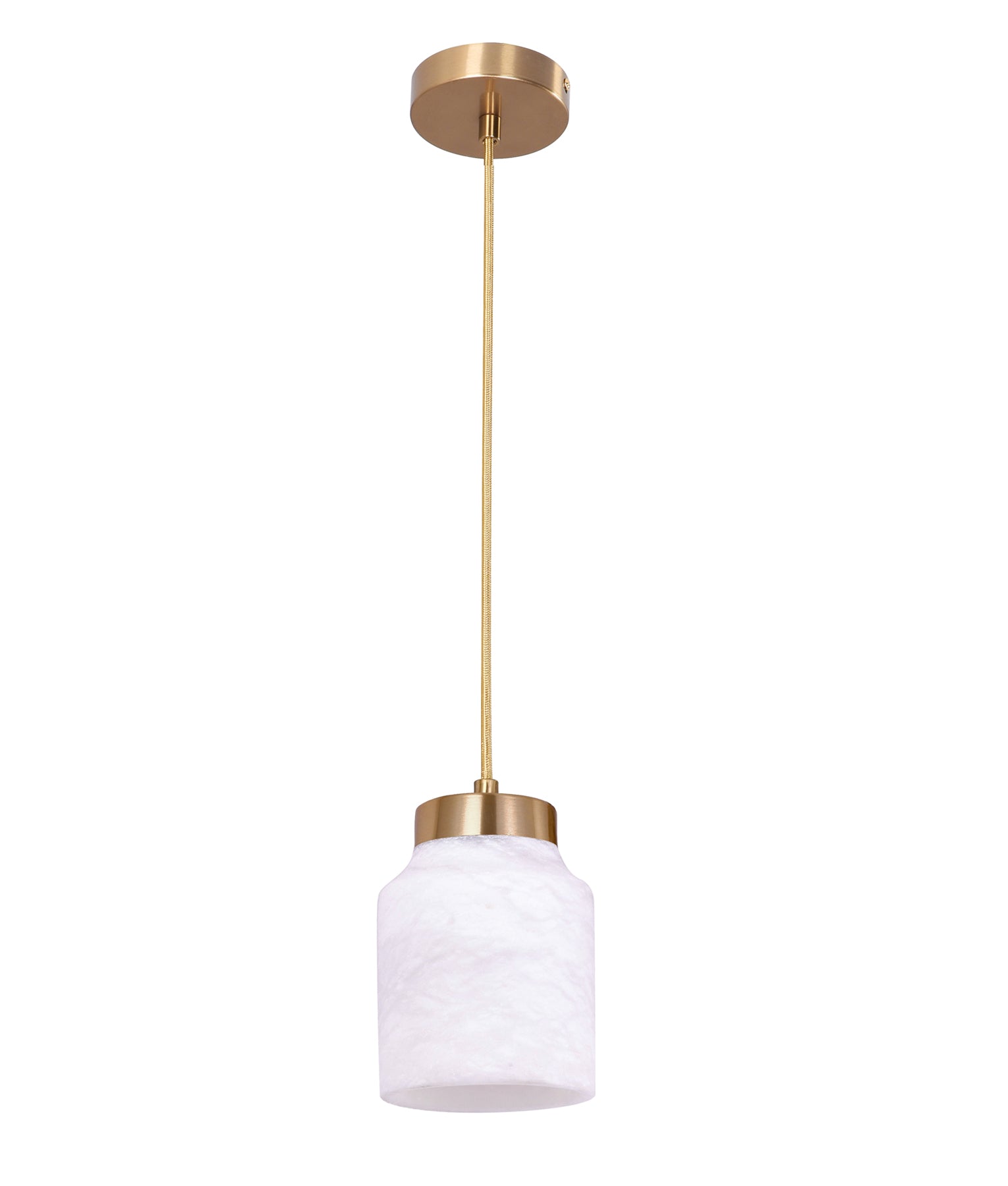 Luxury Interior White Jar Alabaster with Brass Highlight Pendant Light