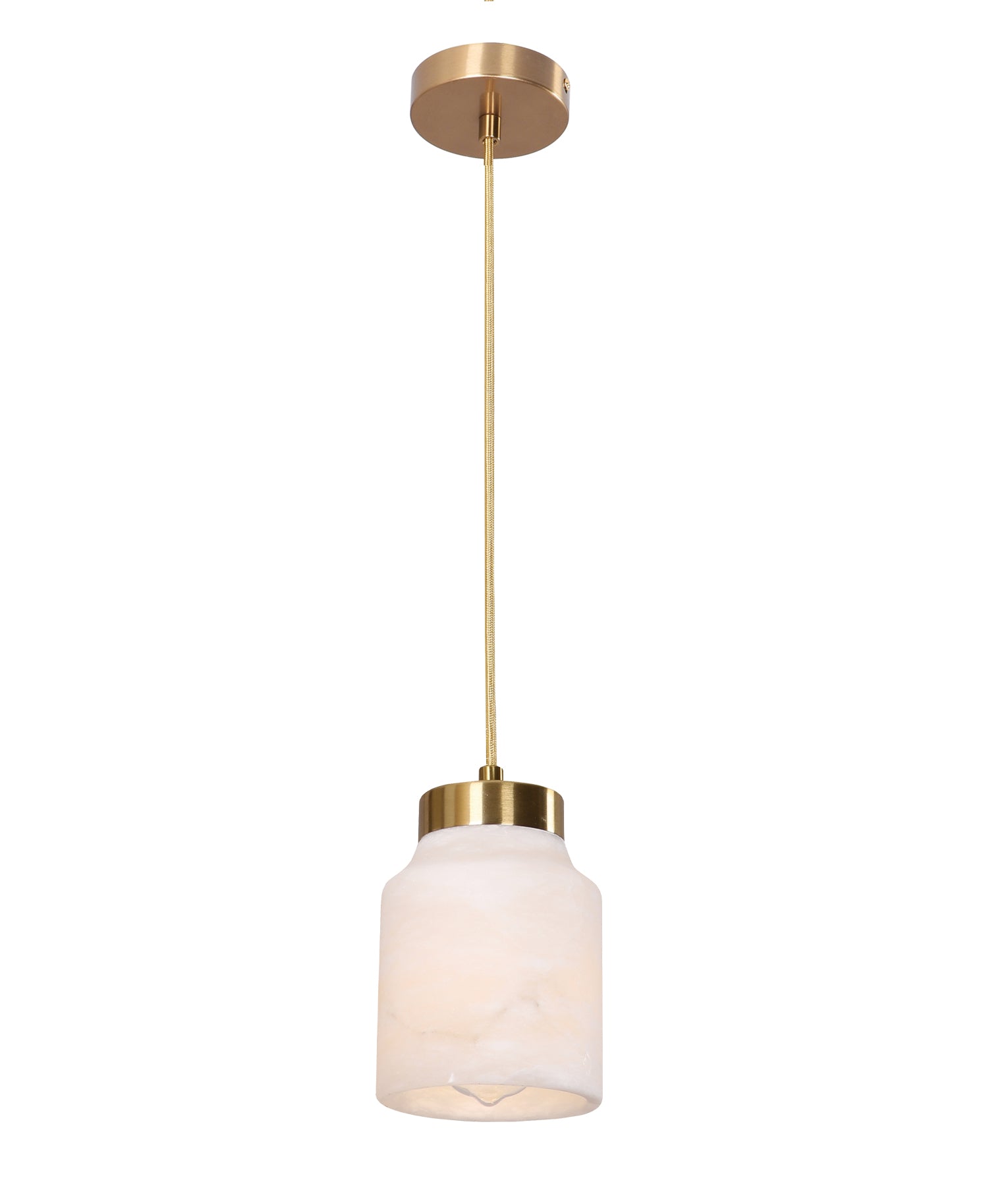 Luxury Interior White Jar Alabaster with Brass Highlight Pendant Light