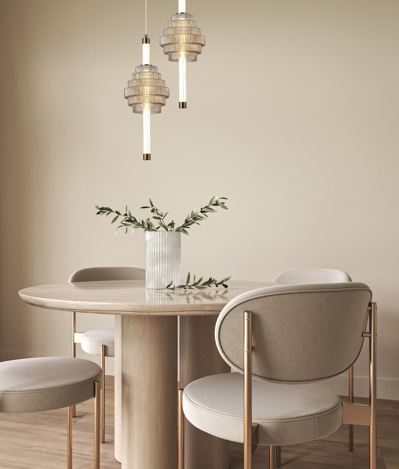 Modern Interior LED Tri-CCT Spinning Top Glass Pendant Lights