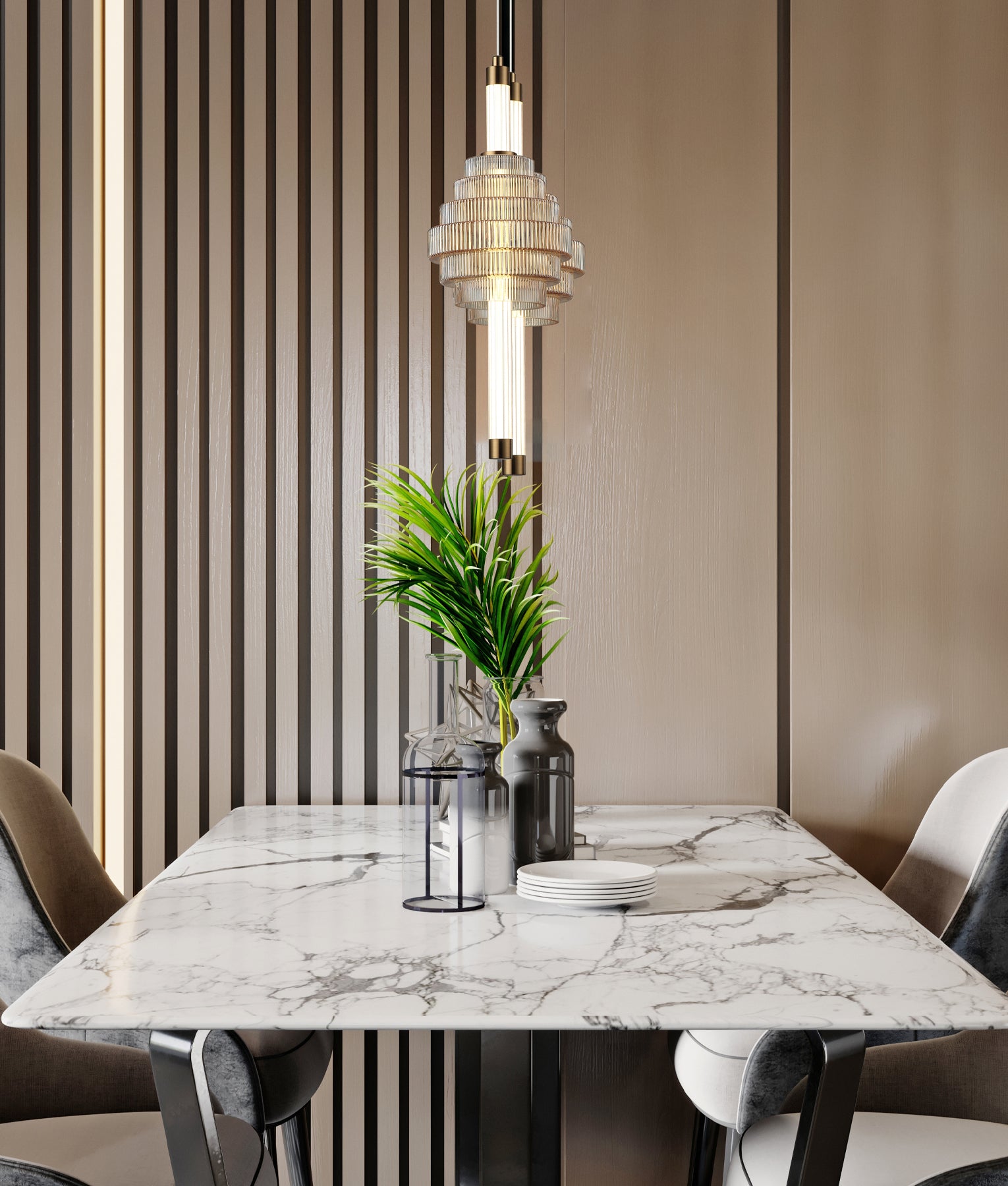 Modern Interior LED Tri-CCT Spinning Top Glass Pendant Lights