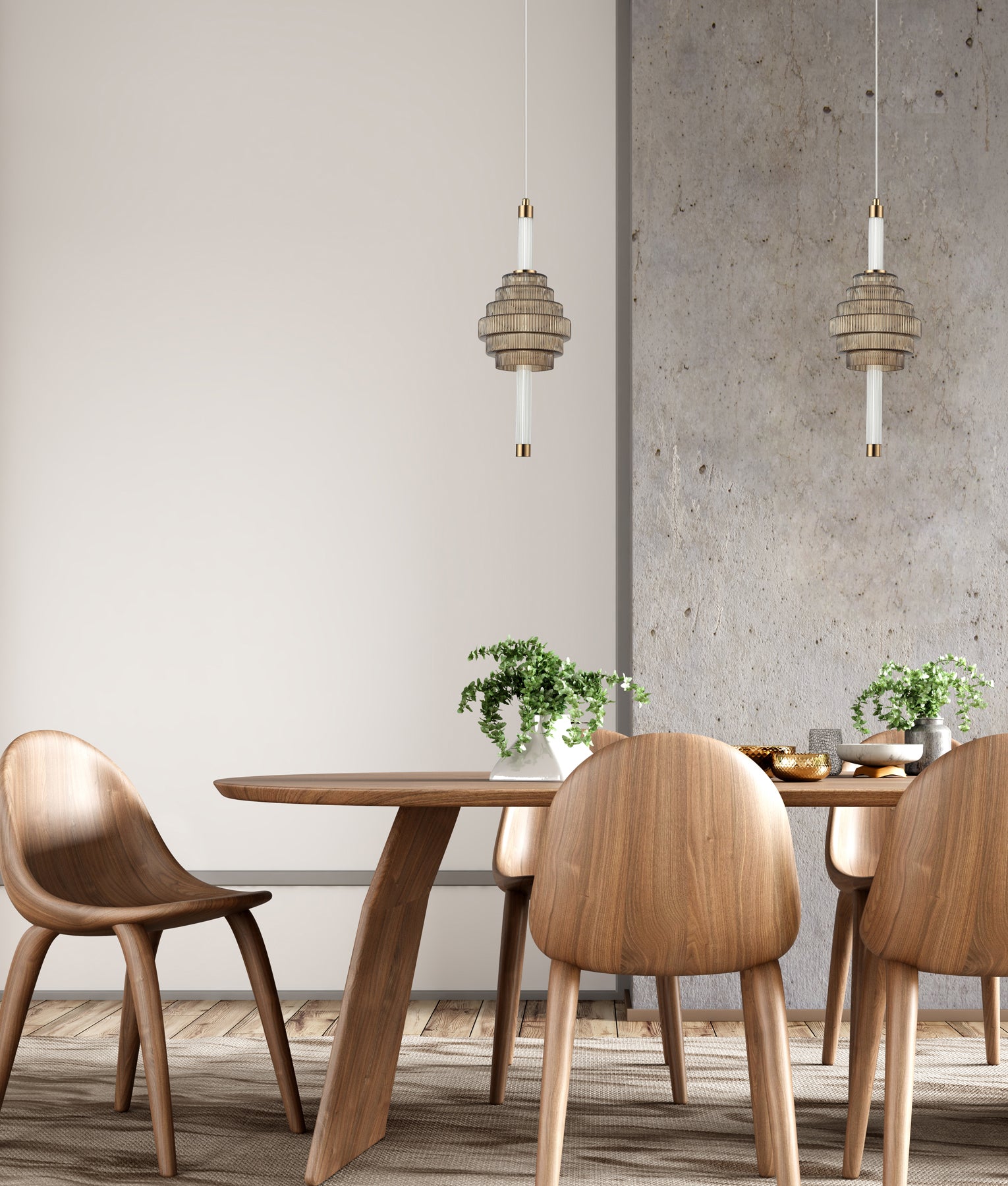 Modern Interior LED Tri-CCT Spinning Top Glass Pendant Lights