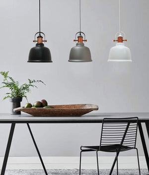 Industrial Scandinavian Bell Shape With Copper Highlights Pendant Lights