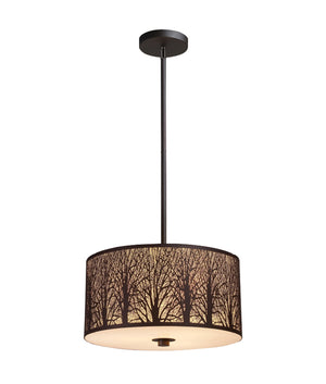 Traditional Drum Aged Bronze with Amber Lining Pendant Light (large)