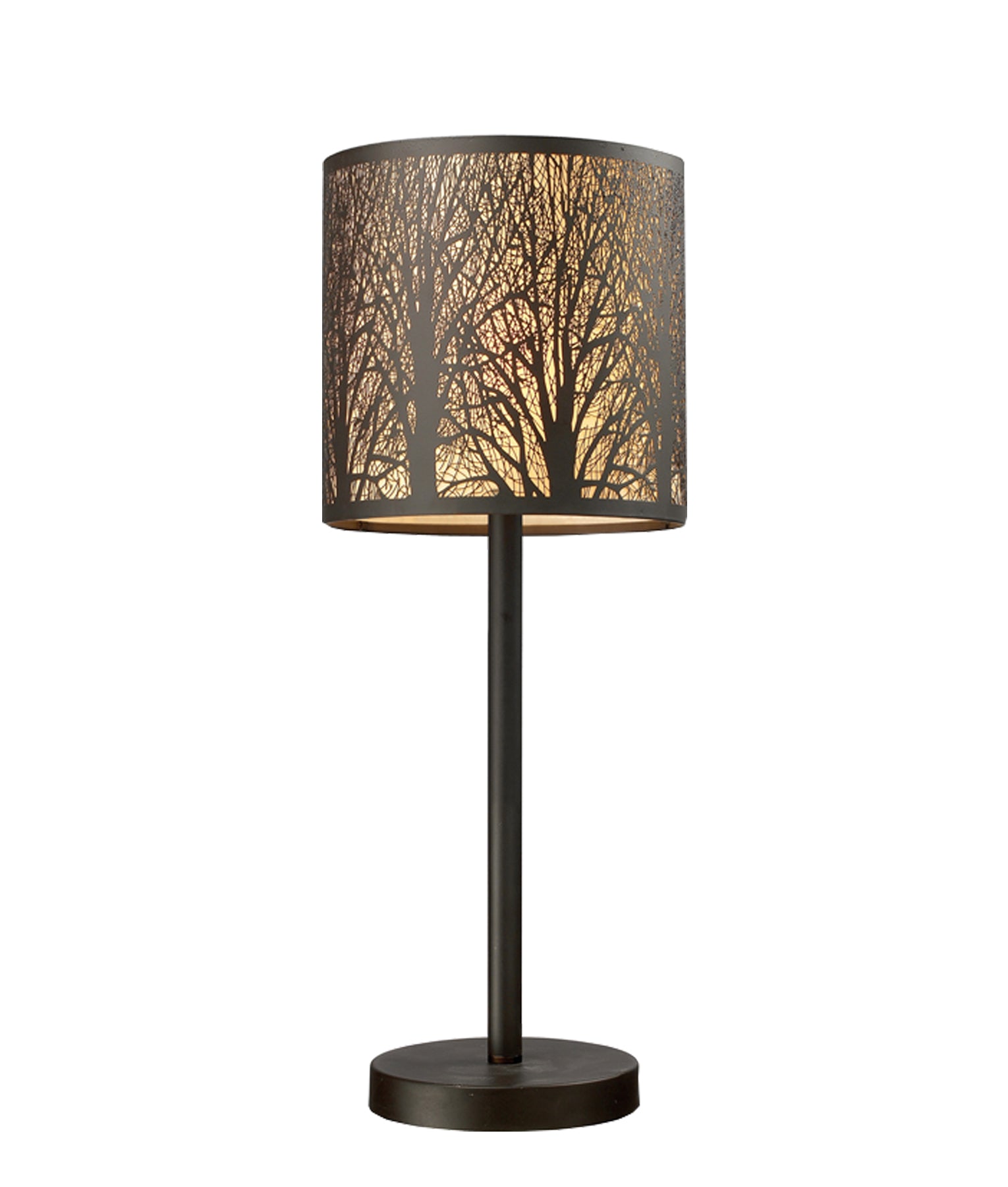 Traditional Round Aged Bronze with Amber Lining Table Lamp