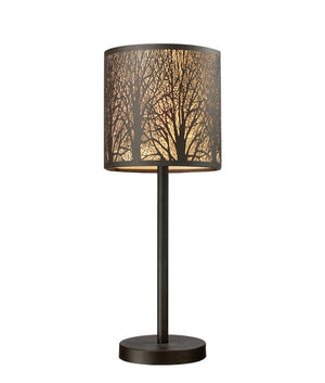 Traditional Round Aged Bronze with Amber Lining Table Lamp