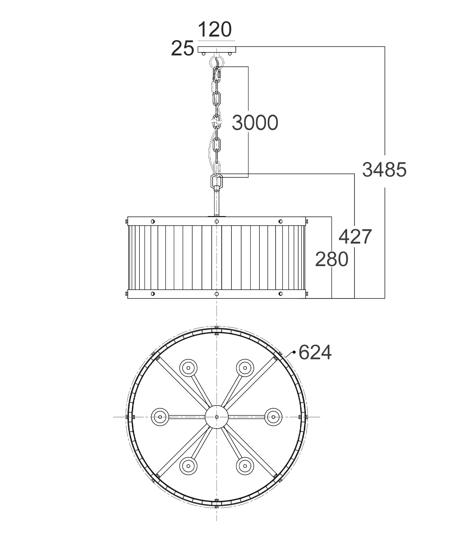 Retro Interior Large Drum Wood Pendant Lights