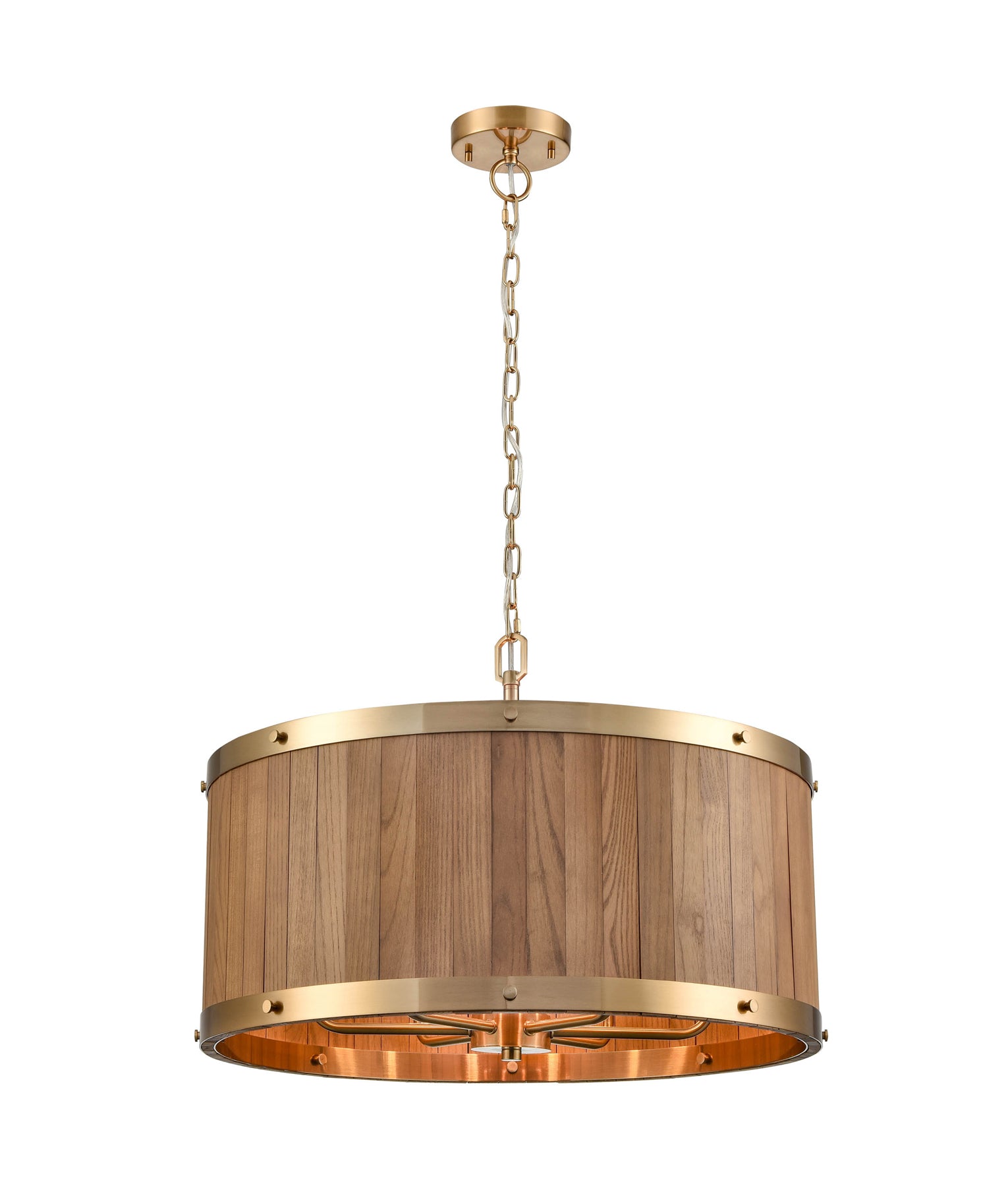 Retro Interior Large Drum Wood Pendant Lights