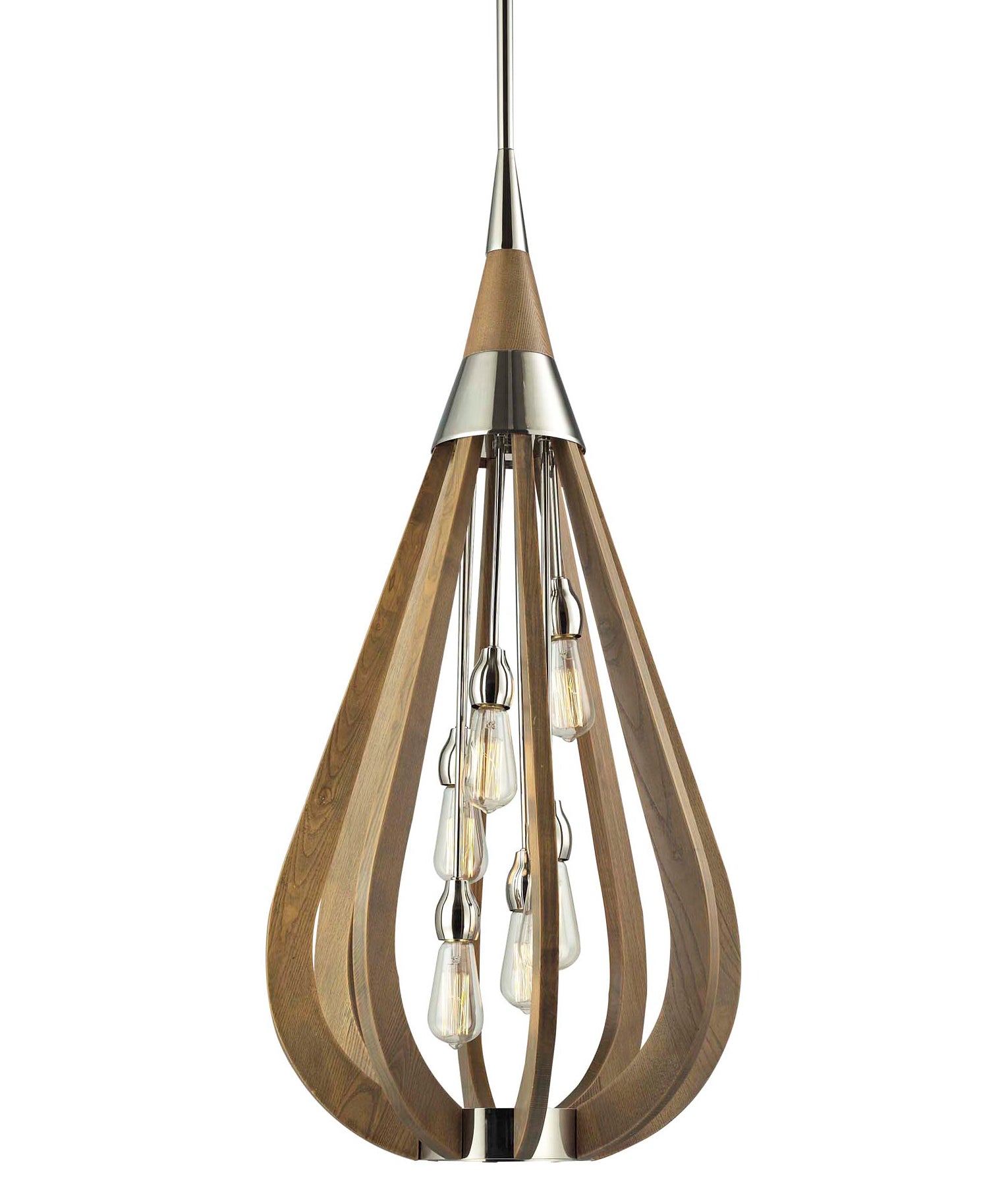 Modern Rustic Taupe / Winter Moss Wood Tear Drop Pendant Light (large)