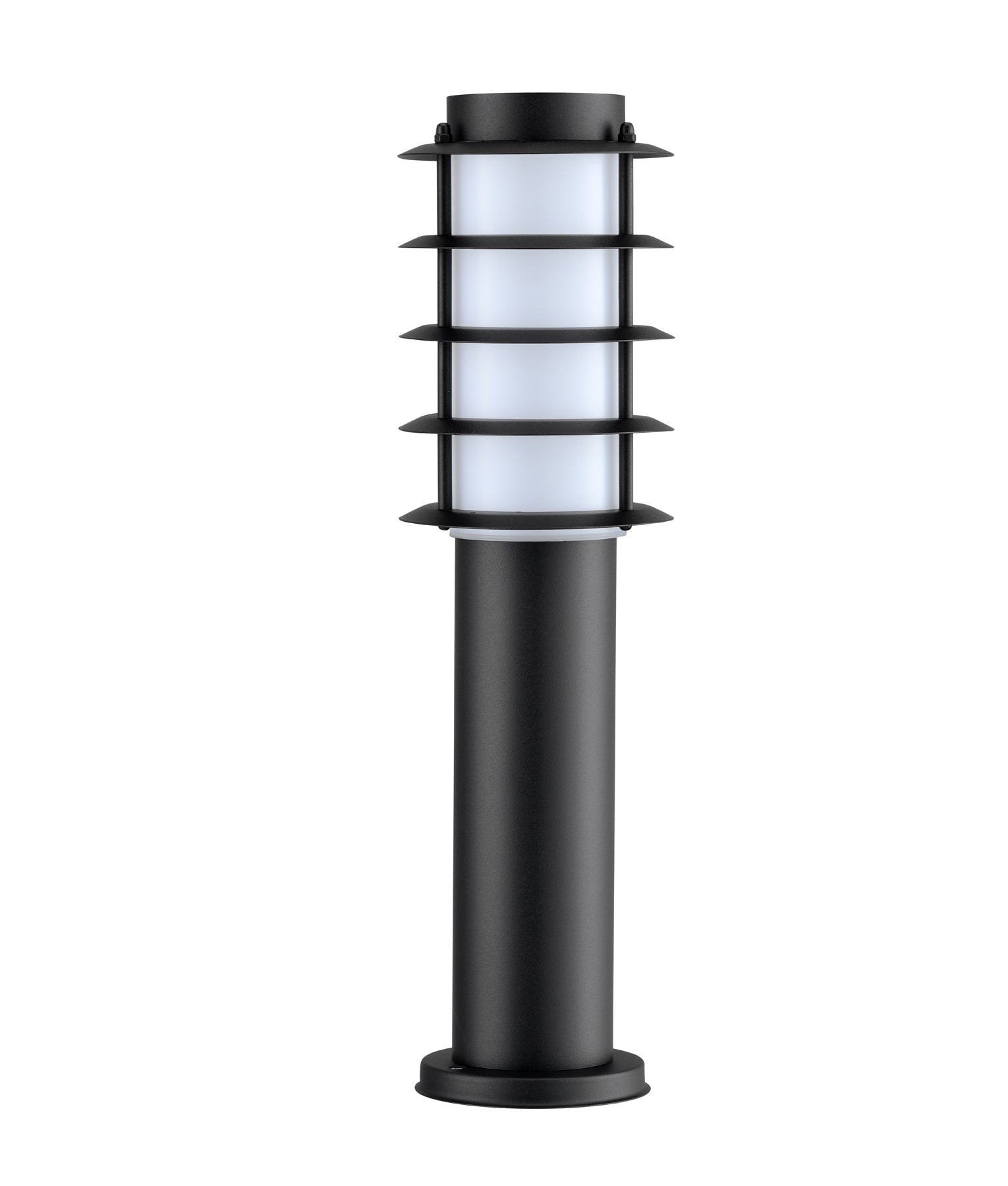 Exterior E27 Surface Mounted Louvred Black Bollard Lights IP44